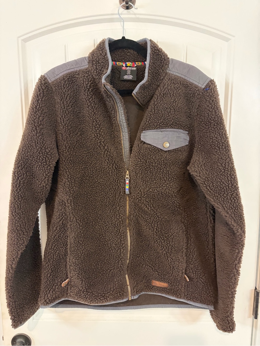 Men's Brown Sherpa Zip-Up Shirt Jacket by